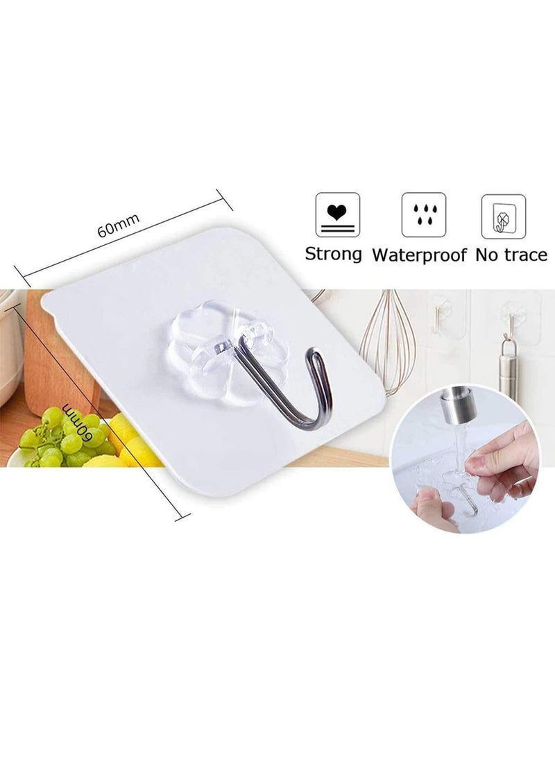 خطافات حائط، خطافات لاصقة للتعليق للأوزان الثقيلة، حامل لاصق للأحمال الثقيلة، بدون حفر، حامل ذاتي الالتصاق قوي للأبواب، منظم، الحمام، المطبخ، شفاف، (20 قطعة) - Image 2